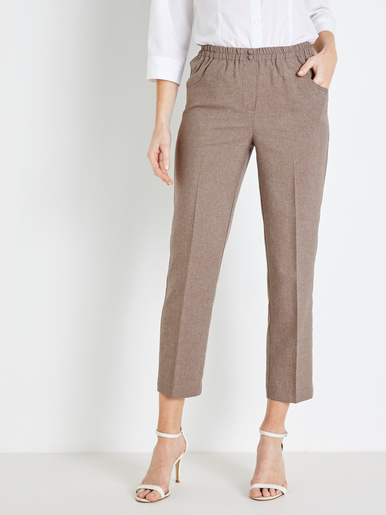 Pantalon 7/8ème élastiqué - Daxon - Chiné beige