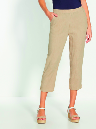 Pantacourt créponné pur coton - Daxon - Beige