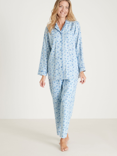 Pyjama en flanelle pur coton - Daxon - Imprimé bleu