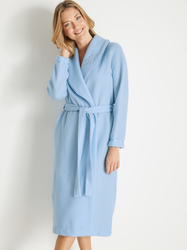 Robe de chambre en molleton courtelle - Lingerelle - Bleu