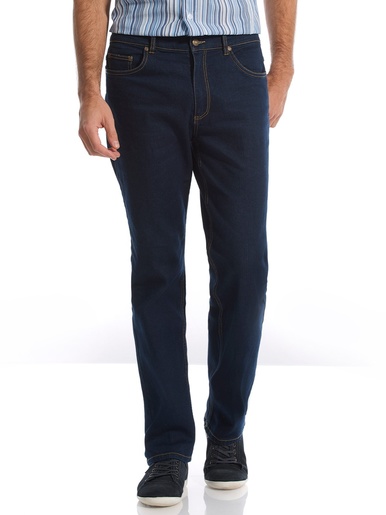 Jean droit extensible élastiqué - Daxon - Bleu brut
