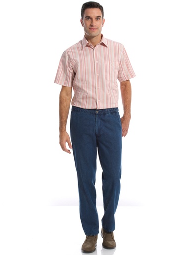 Jean droit pur coton taille élastiquée