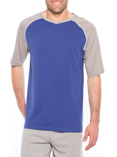 Tee-shirt de pyjama manches courtes - Daxon - Bleu/gris chiné
