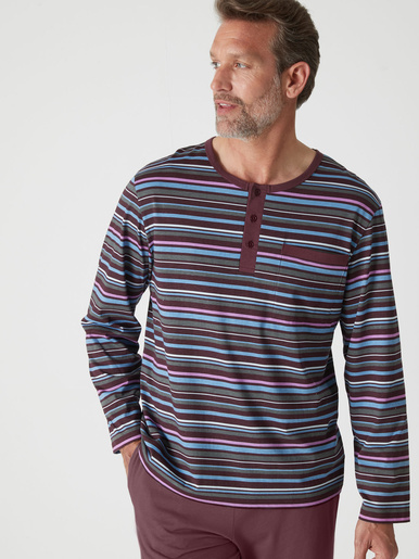 Pyjama rayé pur coton peigné