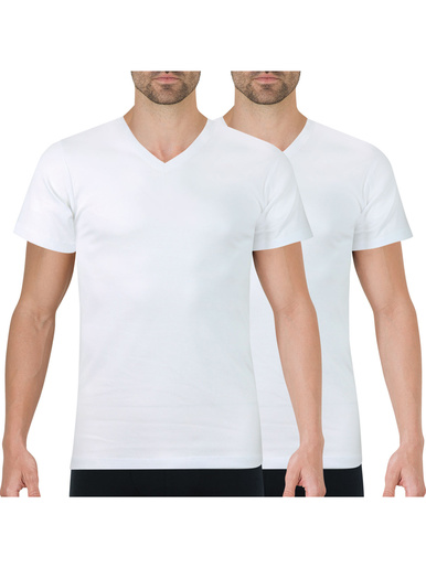Lot de 2 tee-shirts col V Duo Choc - Athéna - Blanc