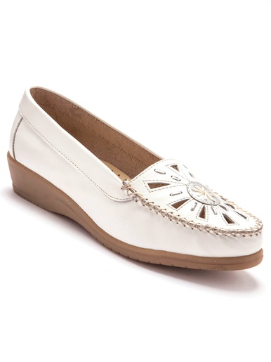 Mocassins ajourés largeur confort - Pédiconfort - Blanc