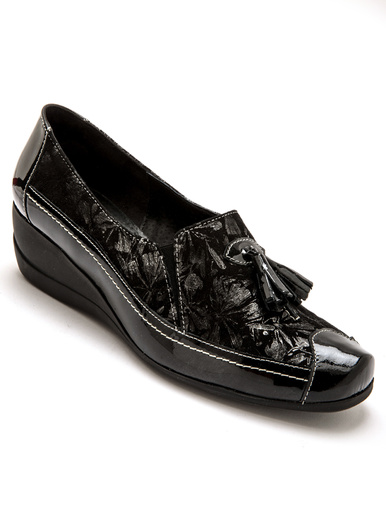 Sans-gêne en cuir largeur confort - Pédiconfort - Imprimé fleuri