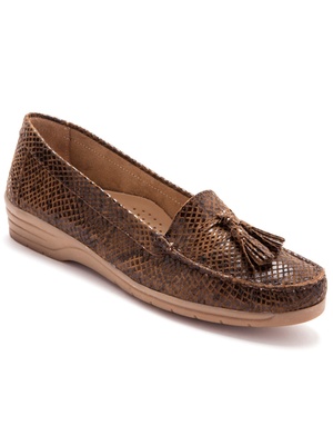 Mocassins cuir à pompons largeur confort