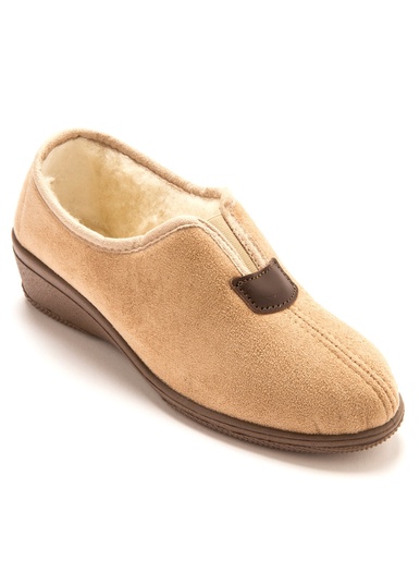 Pantoufles fourrées laine majoritaire - Pédiconfort - Beige