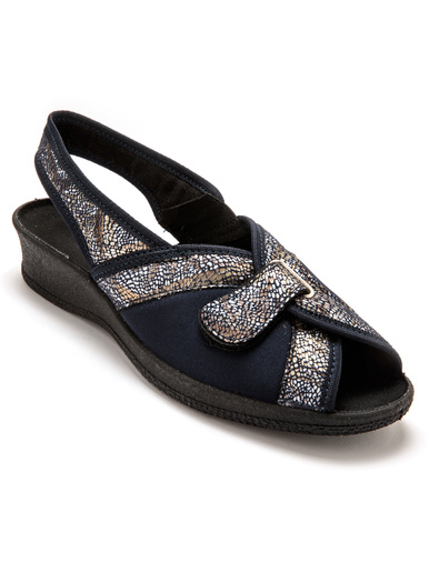 Sandales textile spécial hallux valgus - Pédiconfort - Imprimé marine