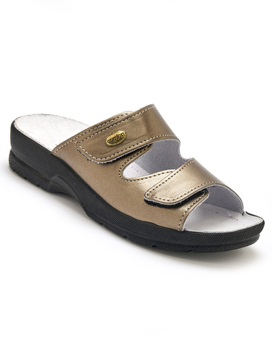 Mules à scratch extra larges - Pédiconfort - Bronze