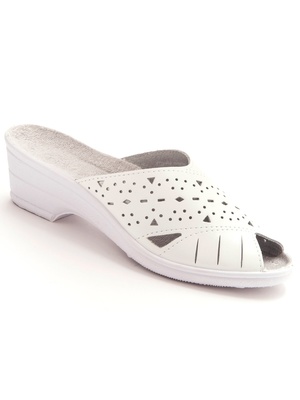 Mules en cuir ajouré