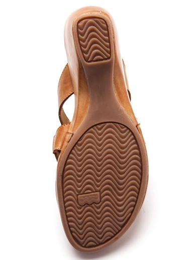 Mules en cuir à talon compensé