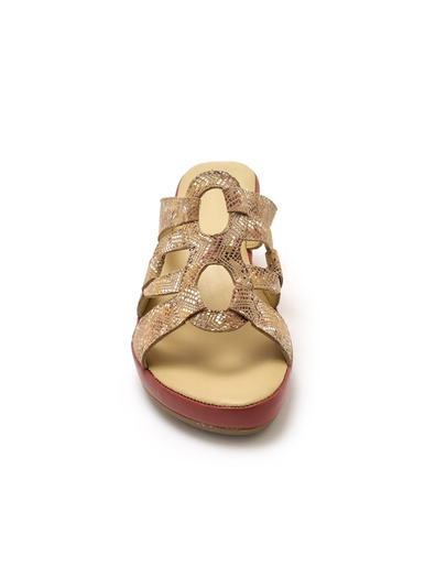 Mules en cuir à talon compensé