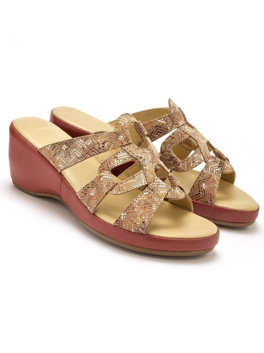 Mules en cuir à talon compensé