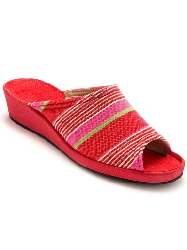 Mules rayées grande largeur - Pédiconfort - Rayé rouge