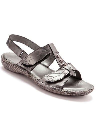 Sandales ultra souples en cuir - Pédiconfort - Gris métallisé