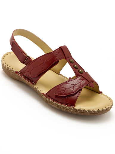 Sandales ultra souples en cuir - Pédiconfort - Rouge vif