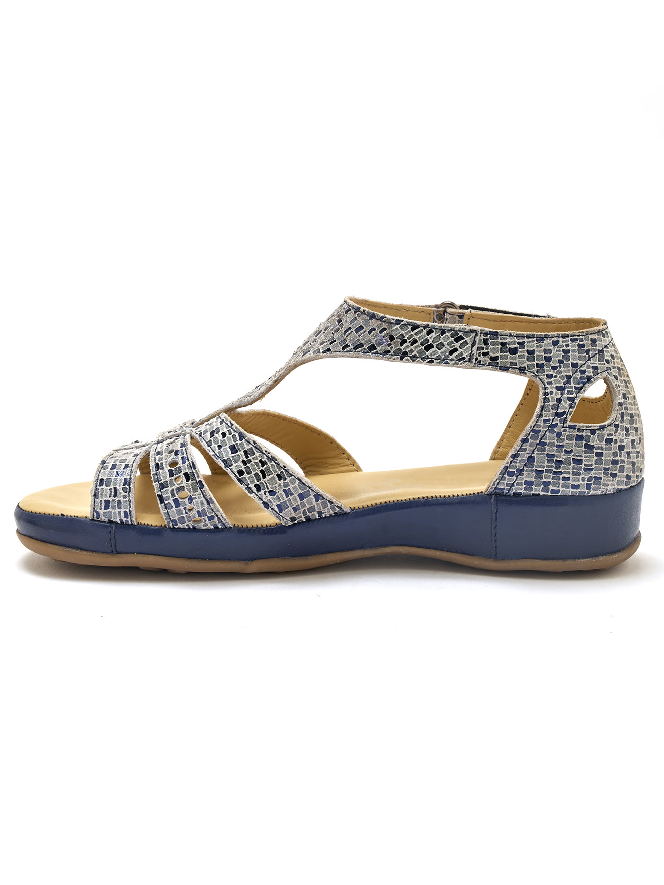 Mocassin Fantaisie Ajouré Femme Pediconfort - Cuir, Talon Plat 3cm, Largeur Grande, Style Décontracté