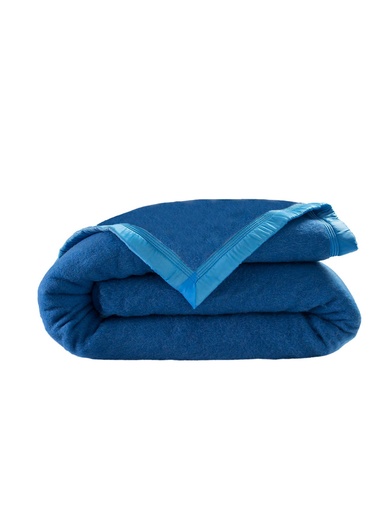 Couverture pure laine vierge 600g/m2 - Carré d'azur - Bleuet