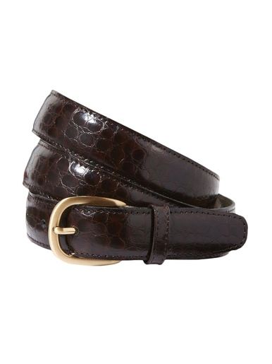 Ceinture cuir réglable imitation croco - Daxon - Marron