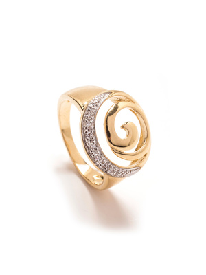 Bague ronde zirconias blancs plaqué or