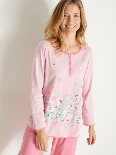 Pyjama en jersey pur coton - Daxon - Imprimé vieux rose