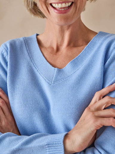 Pull encolure V manches longues
