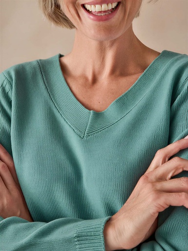 Pull encolure V manches longues