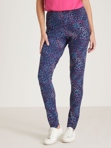 Lot de 2 leggings en jersey - Daxon - Imprimé bleu marine + rose