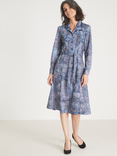 Robe en maille bien chaude - Daxon - Imprimé parme