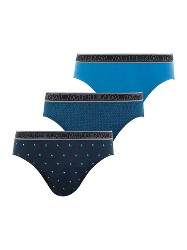 Lot de 3 slips Tonic - Athéna - Pois bleu - mosaique bleue