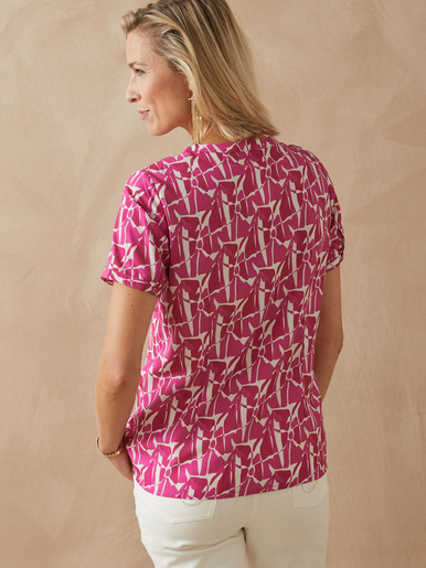 Blouse en microfibre manches courtes - Daxon - Imprimé violine
