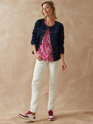 Blouse en microfibre manches courtes - Daxon - Imprimé violine