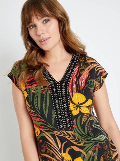 Robe en maille avec perles fantaisie - Daxon - 