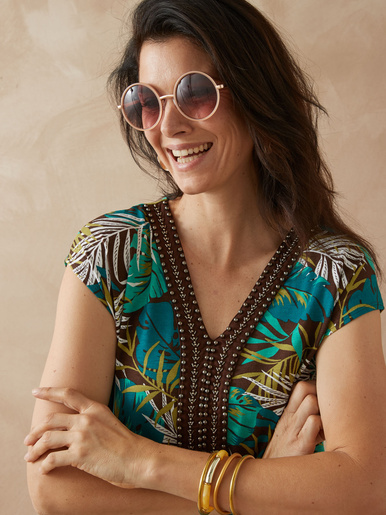 Robe en maille avec perles fantaisie