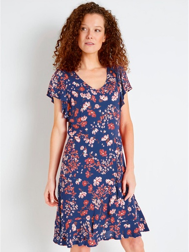 Robe à volants, manches courtes