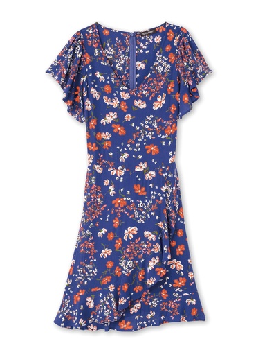 Robe à volants, manches courtes