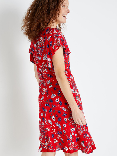 Robe à volants, manches courtes