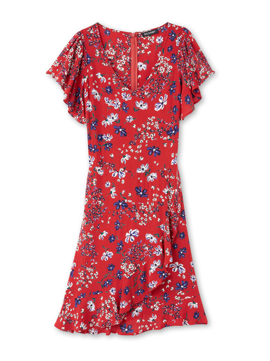 Robe à volants, manches courtes