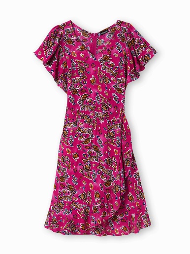 Robe à volants, manches courtes
