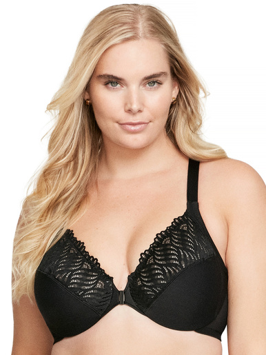 Soutien-gorge agrafé devant Wonderwire - Glamorise - Noir