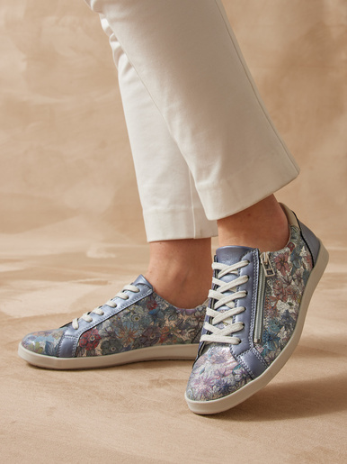 Baskets cuir à aérosemelle® - Pédiconfort - Imprimé bleu