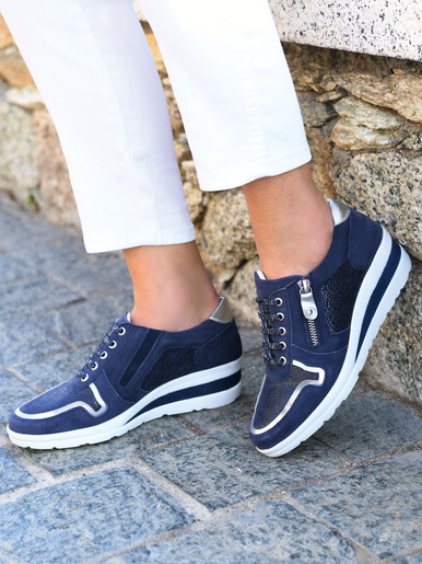 Baskets cuir à aérosemelle® - Pédiconfort - Marine