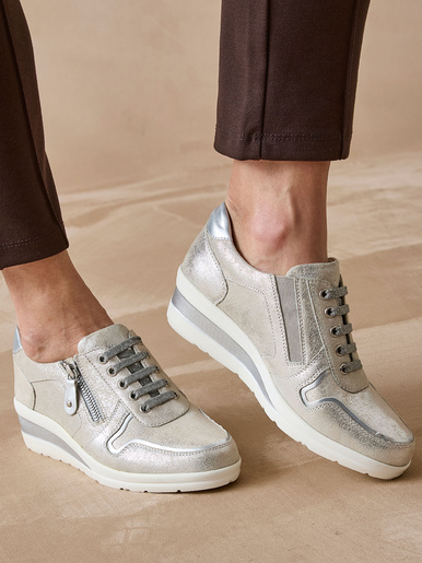 Baskets cuir à aérosemelle® - Pédiconfort - Argenté