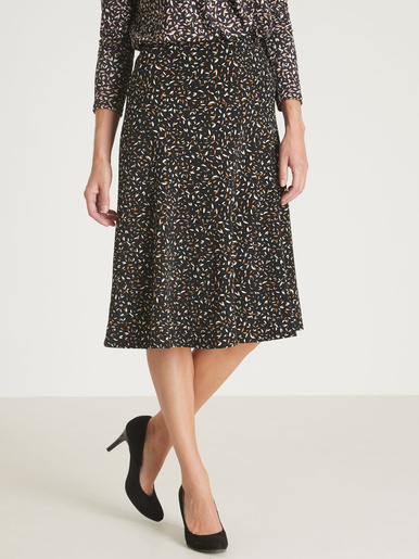 Jupe en maille, entièrement élastiquée - Daxon - Imprimé noir/blanc