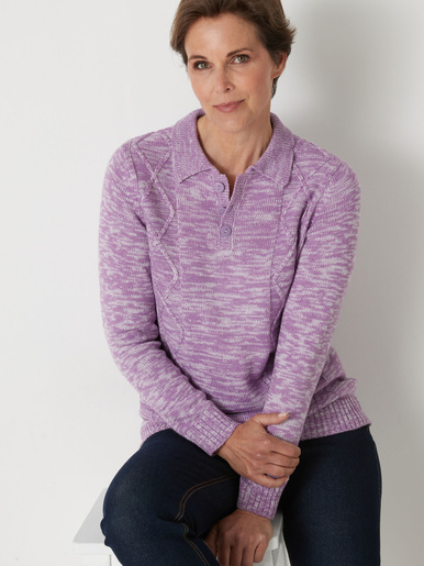 Pull col polo - Daxon - Chiné violet