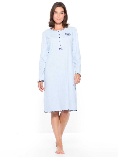 Chemise de nuit courte interlock - Daxon - Bleu