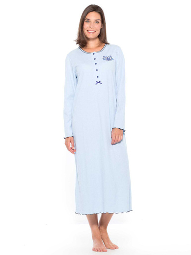 Chemise de nuit longue, interlock - Daxon - Bleu