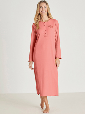 Pyjama Femme Hiver - Chemise De Nuit Longue En Coton Élasthanne, Pantalon à Taille Élastique - Motif Chaton - 3